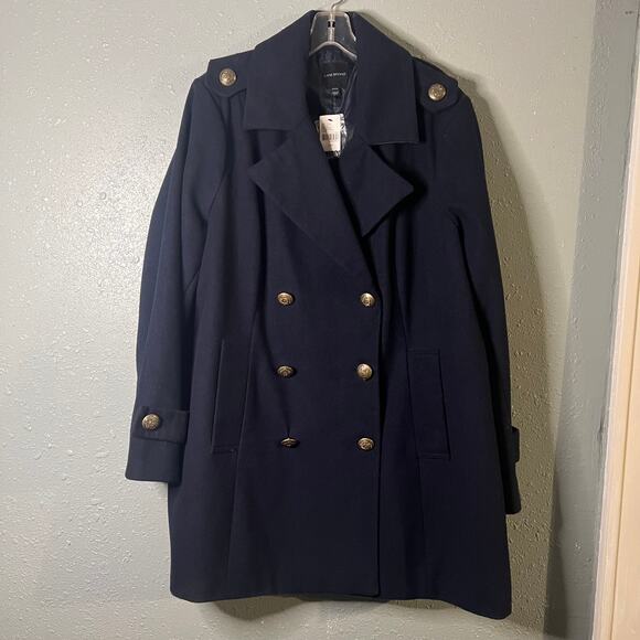 NWT Lane Bryant Women P Coat Navy Blue with Brass Buttons 22/24 Heavy Winter - Picture 1 of 14